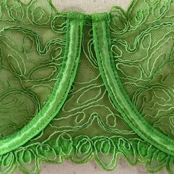 Bluebella Audrey Sheer Lace Non Padded Balcony Underwired Bra In Green 34D NWT - Picture 5 of 15